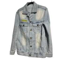 Bibisama Anime Hagane Jean Jacket Distressed Light Blue Denim Size 2 (Medium)